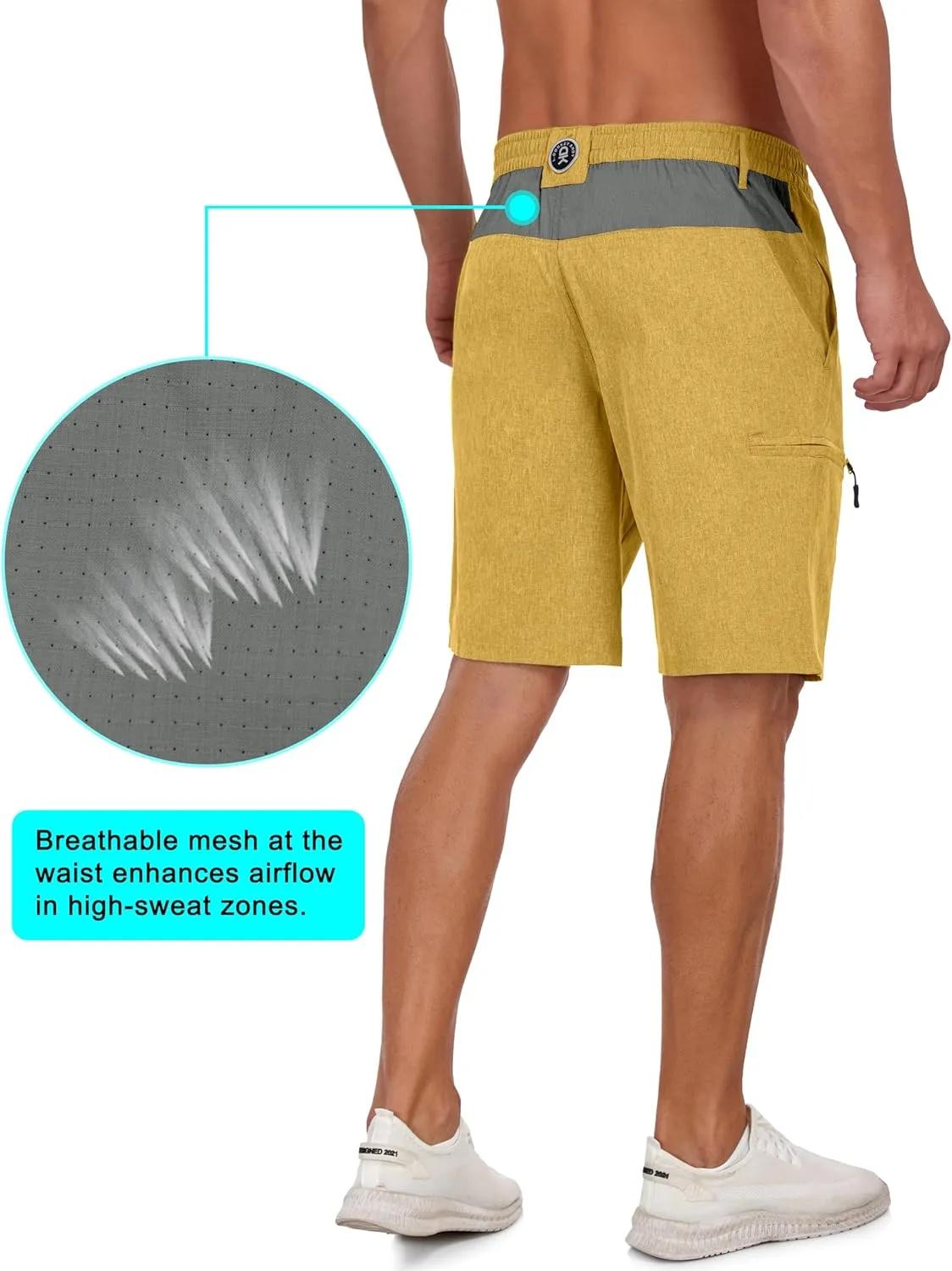 Little Donkey Andy Men's Quick Dry Stretch Shorts for Hiking Golf Travel, with Elastic Waist