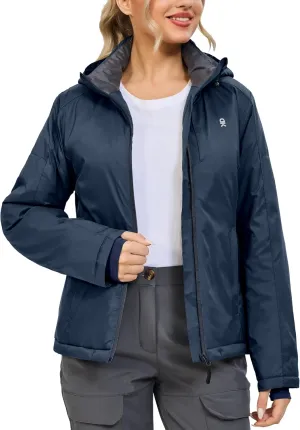 Little Donkey Andy Women's Heat Reflective Winter Warm Jackets with Hooded Water Resistant Windbreaker for Ski Snow Coat