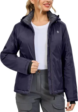 Little Donkey Andy Women's Heat Reflective Winter Warm Jackets with Hooded Water Resistant Windbreaker for Ski Snow Coat