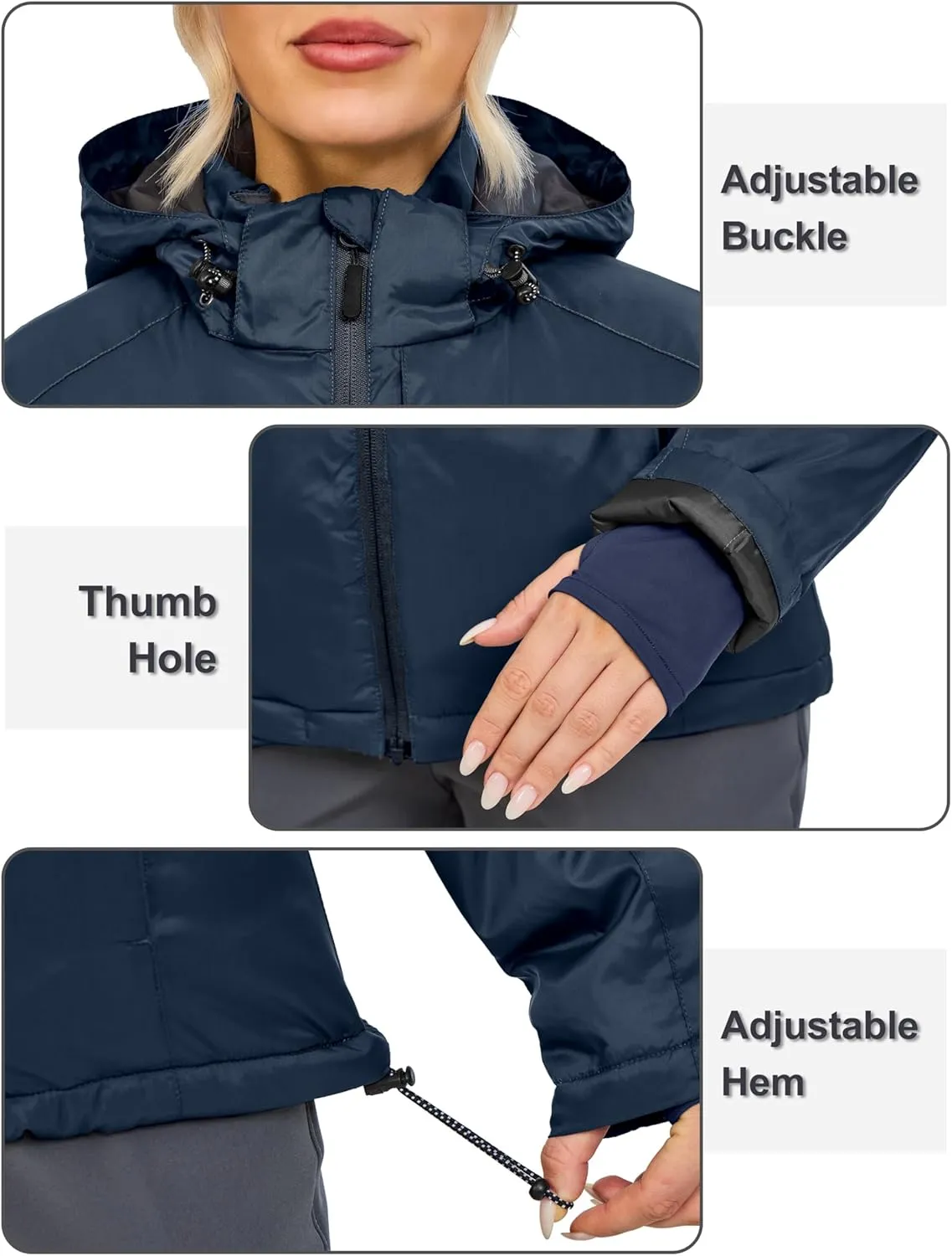 Little Donkey Andy Women's Heat Reflective Winter Warm Jackets with Hooded Water Resistant Windbreaker for Ski Snow Coat