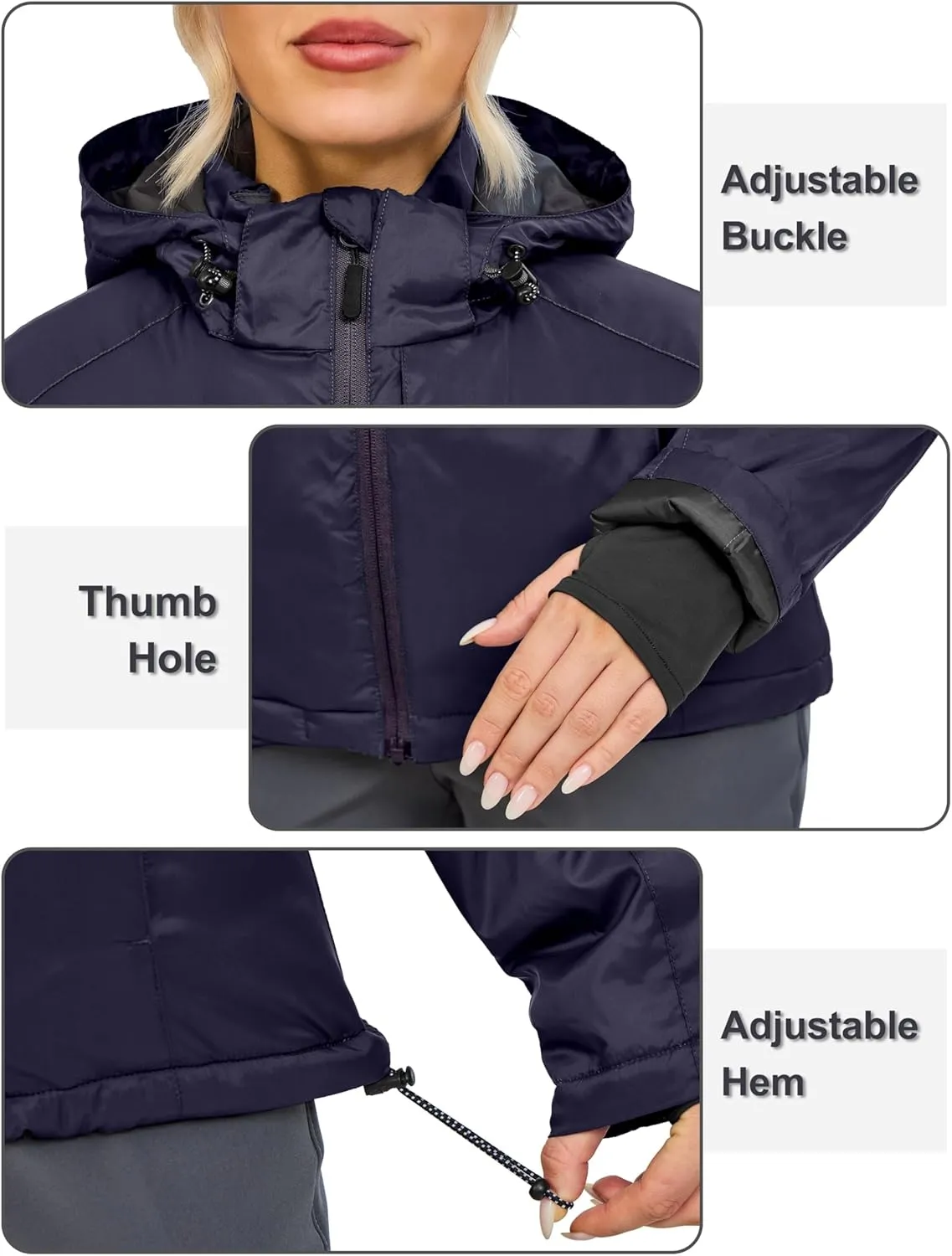 Little Donkey Andy Women's Heat Reflective Winter Warm Jackets with Hooded Water Resistant Windbreaker for Ski Snow Coat