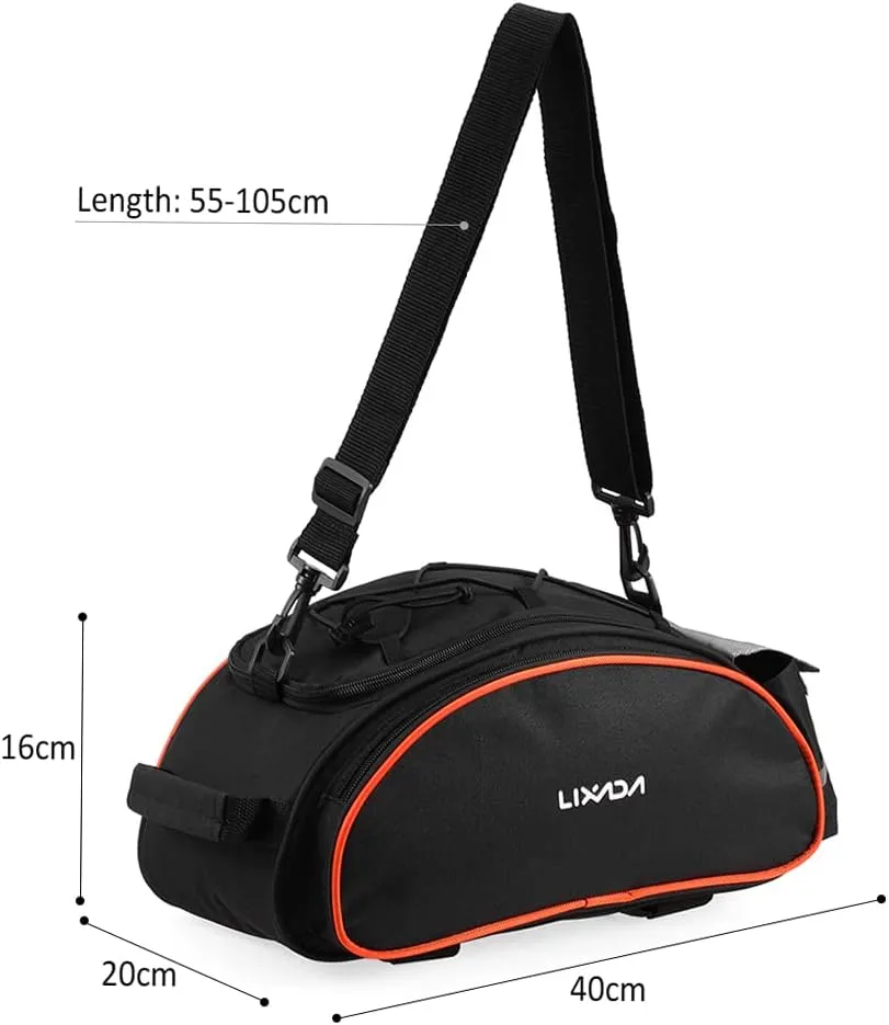 Lixada Bicycle Back Pannier Bag Bicycle Back Seat Bag Saddle Bag Shoulder Bag for Mountain Bike Cycling Outdoor
