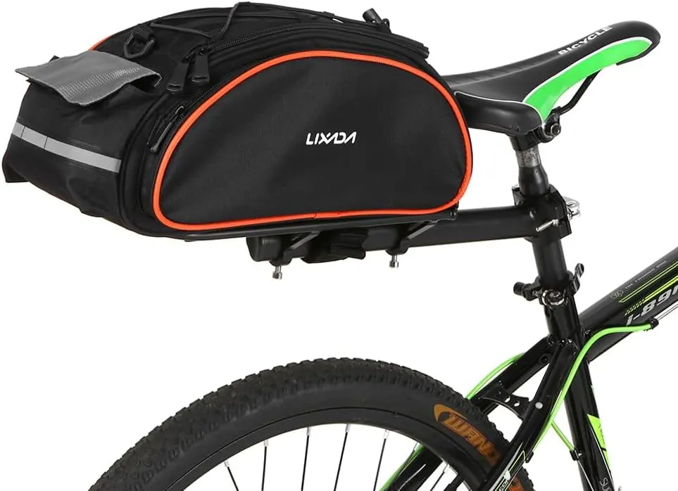 Lixada Bicycle Back Pannier Bag Bicycle Back Seat Bag Saddle Bag Shoulder Bag for Mountain Bike Cycling Outdoor