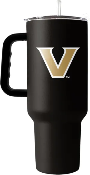 Logo Brands NCAA Vanderbilt Commodores 40oz Flipside Powder Coat Tumbler Powder Coat Tumbler - Double-Wall Insulated, Reusable Straw, Rugged Handle