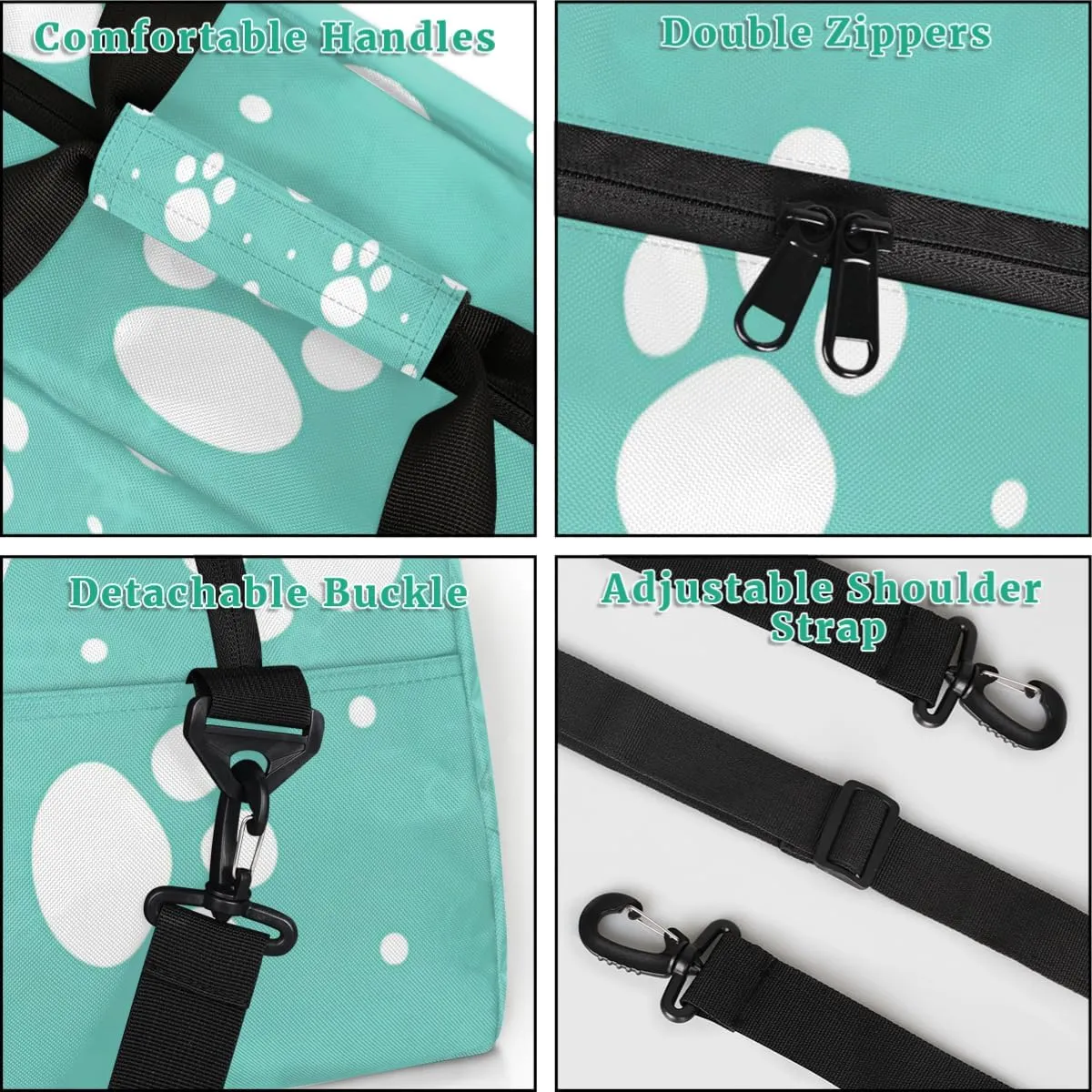 Lovely Dog Paw Prints Personalized Kids Gym Bag Custom Dance Bag with Name Sport Duffel Bag for Girls Boys Weekender Overnight Travel Bag
