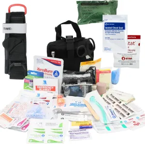 Luminary Advanced IFAK Stocked MOLLE Rip-Away Trauma Hemorrhage Control First Aid Kit with Headrest Mount Quick Release Panel Emergency Pack (Tactical Black)