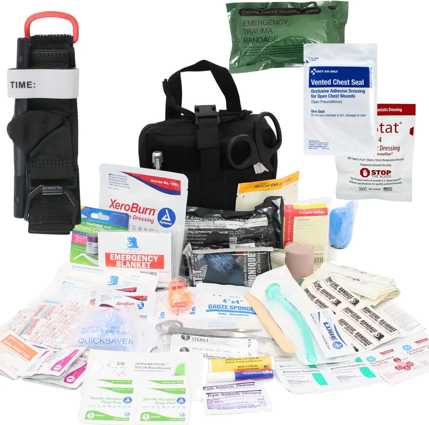 Luminary Advanced IFAK Stocked MOLLE Rip-Away Trauma Hemorrhage Control First Aid Kit with Headrest Mount Quick Release Panel Emergency Pack (Tactical Black)