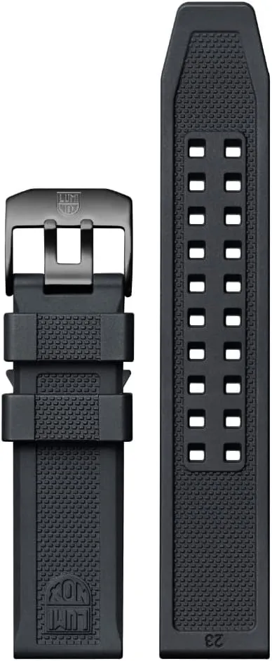 Luminox Watch Strap FPX.3050.20B.2.K - 23mm Black Rubber Watch Band with Stainless Steel Buckle for 3050 3051 3080 3081 8820 8821 8822, black/grey, Strap.