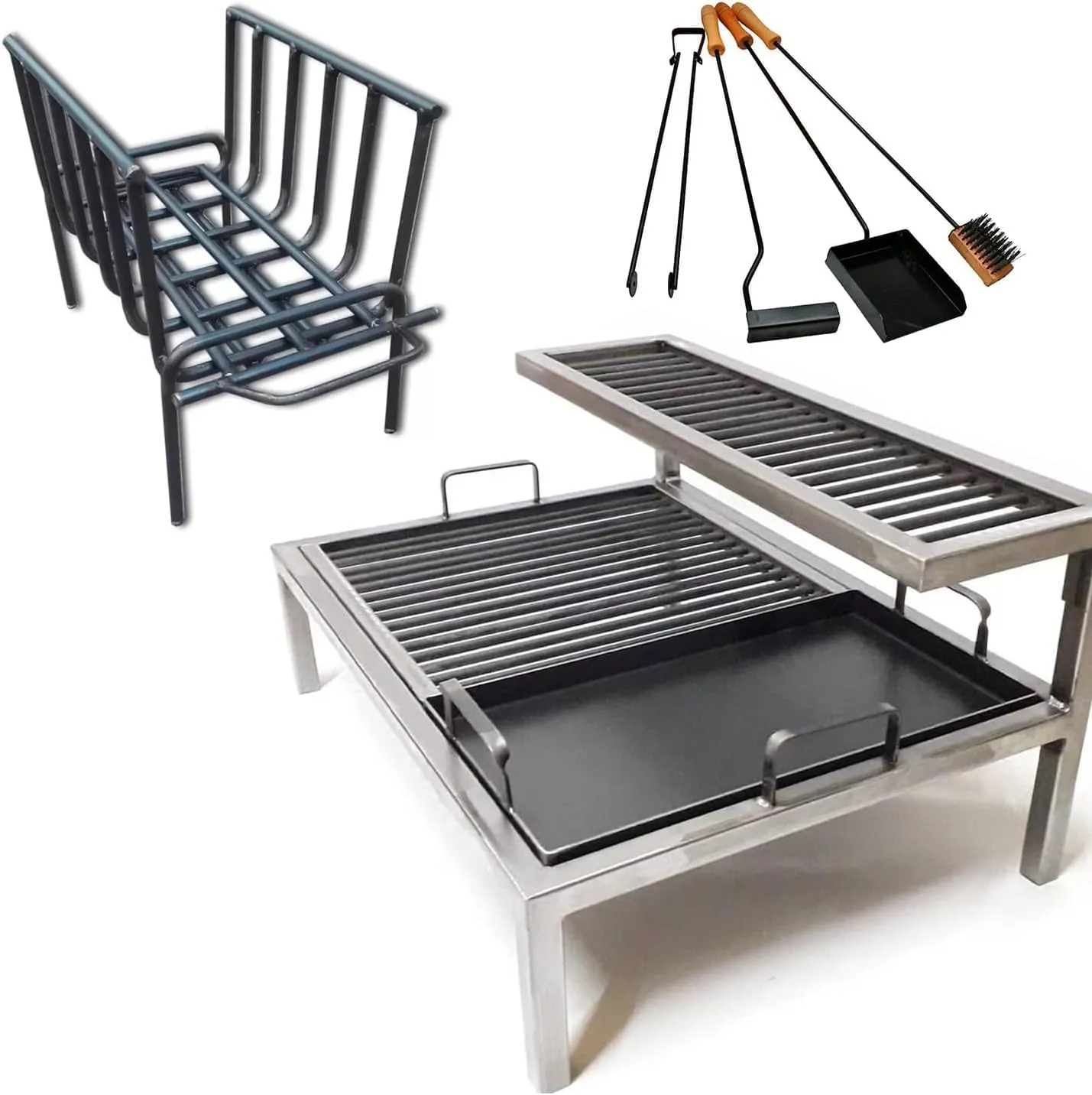 Luxury Argentine Grill with removable iron modules   Brazier XL   fire tools - Iron Argentina - BBQ Parrilla Asado. Sor Pampa Grill - Argentina Grill.