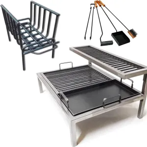 Luxury Argentine Grill with removable iron modules   Brazier XL   fire tools - Iron Argentina - BBQ Parrilla Asado. Sor Pampa Grill - Argentina Grill.