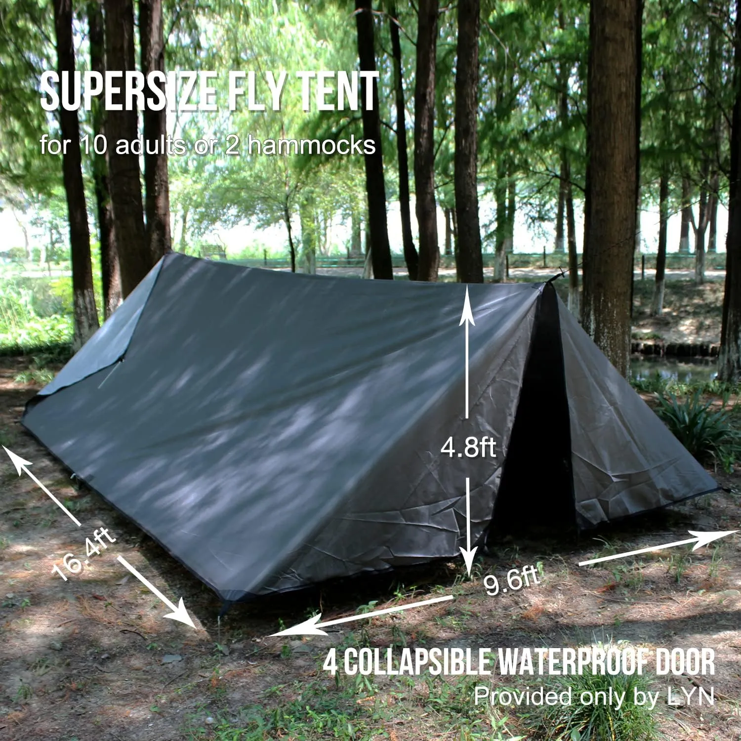 LYN Extra Large Zipper Reusable Survival Emergency Shelter Tent,Thermal Waterproof Fireproof Lightweight Bugout, with Paracord✚Stake for Camping,First Aid,Hiking&Bushcraft