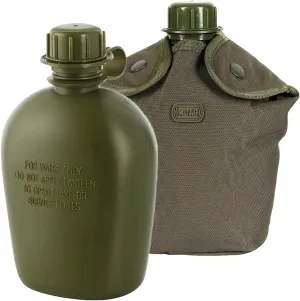 M-Tac Canteen Water Bottle and Cover - 1 Quart Water Canteen Kit (34 Oz/1L) - MOLLE Water Bottle Pouch for Military Hiking Camping (Olive)