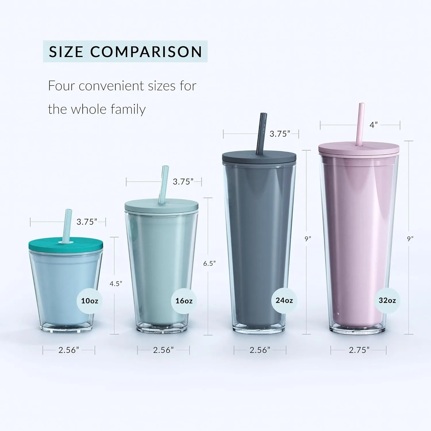Maars Classic Acrylic Tumbler with Lid and Straw | 32oz Premium Insulated Iced Coffee Cups, Double Wall Reusable Plastic Cups - Clear, 2 Pack