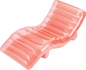 Maccabi Art 5.6ft FunChaiser Inflatable Lounge Chair, Blushing Pink Pool Float for Adults with Backrest, Leg Support, Cup Holder, AirFlate Tool & Repair Patch