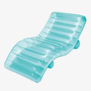 Maccabi Art 5.6ft FunChaiser Inflatable Lounge Chair, Lagoon Blue Pool Float for Adults with Backrest, Leg Support, Cup Holder, AirFlate Tool & Repair Patch
