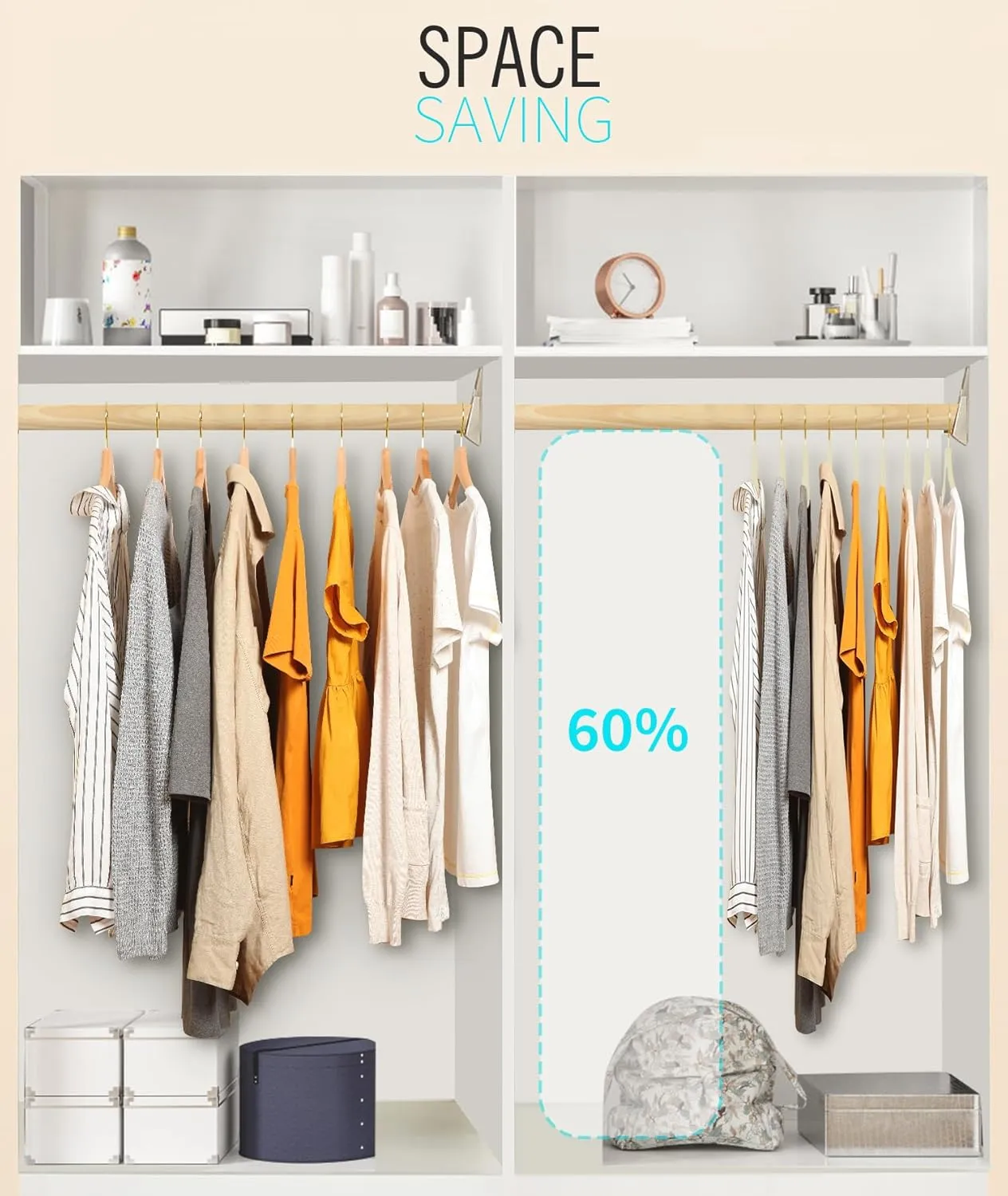 ManGotree Velvet Coat Hangers, Non-Slip Felt Suit Hangers, Ultra-Slim Space Saving Clothes Hanger with 360° Swivel Golden-Plated Hook, 36 Pack (Beige)