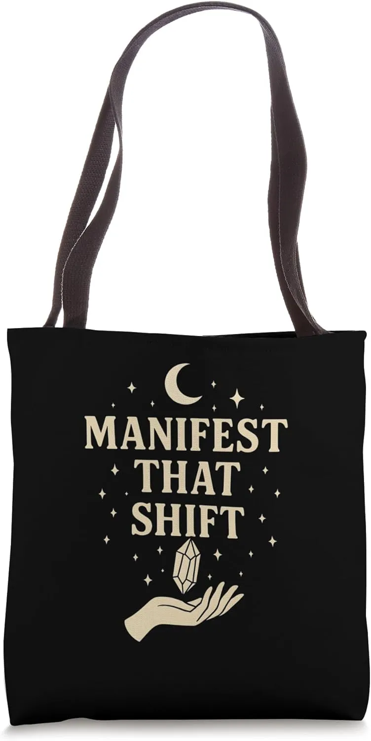 Manifest That Shift – Spiritual Crystal Witchy Design Tote Bag