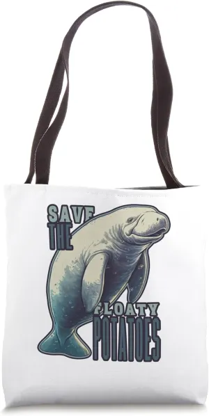 Manitee Funny Save The Floating Potatoes Design Tote Bag