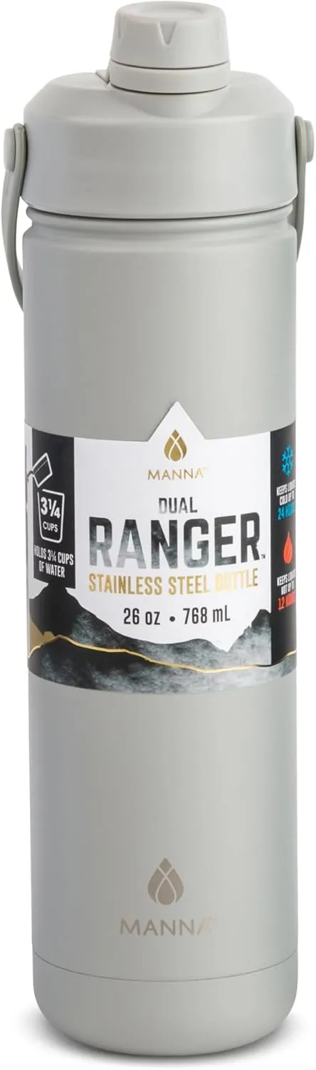 Manna Ranger Dual Insulated Stainless Steel Bottle - 26 Oz - Coal Powder Coat