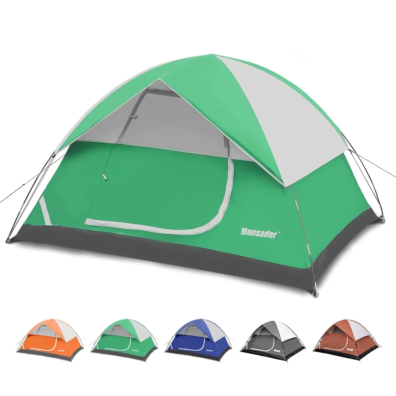 MANSADER Camping TentWaterproof 4 Person Tents for Camping Lightweight Easy Setup Outdoor Hiking Tent Backpacking Tent with Carry Bag Backpack Tent Suit for Family Beach Hiking Travel (Green)