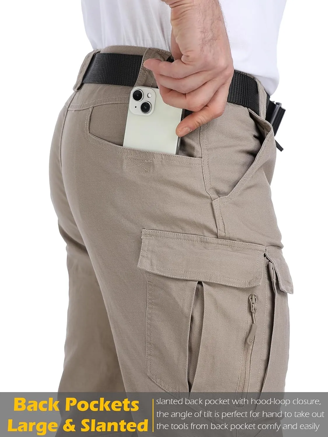 MANSDOUR Men's Cotton Hiking Tactical Pants Lightweight Stretch Military Combat Cargo Work Pants