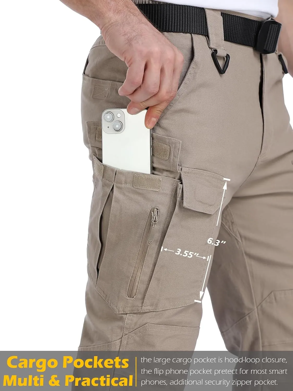 MANSDOUR Men's Cotton Hiking Tactical Pants Lightweight Stretch Military Combat Cargo Work Pants