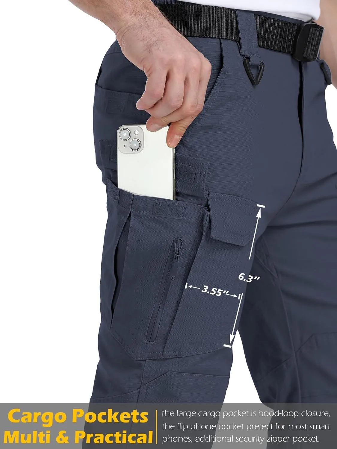 MANSDOUR Men's Cotton Hiking Tactical Pants Lightweight Stretch Military Combat Cargo Work Pants