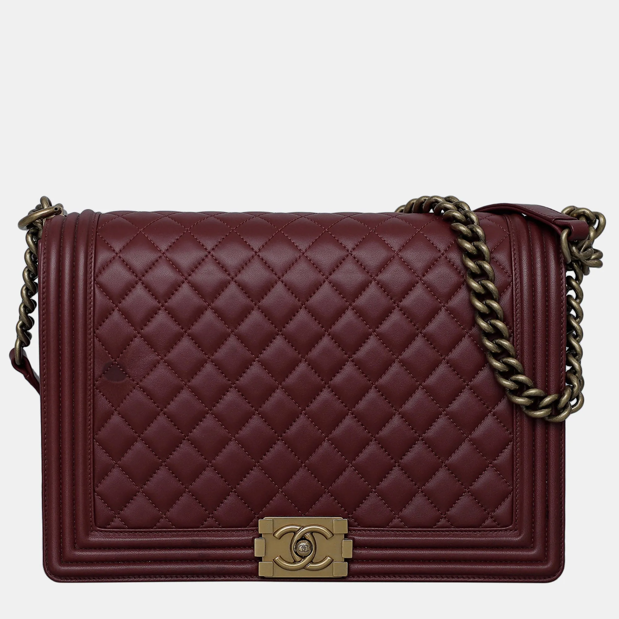 Maroon Leather Large Boy Bag
