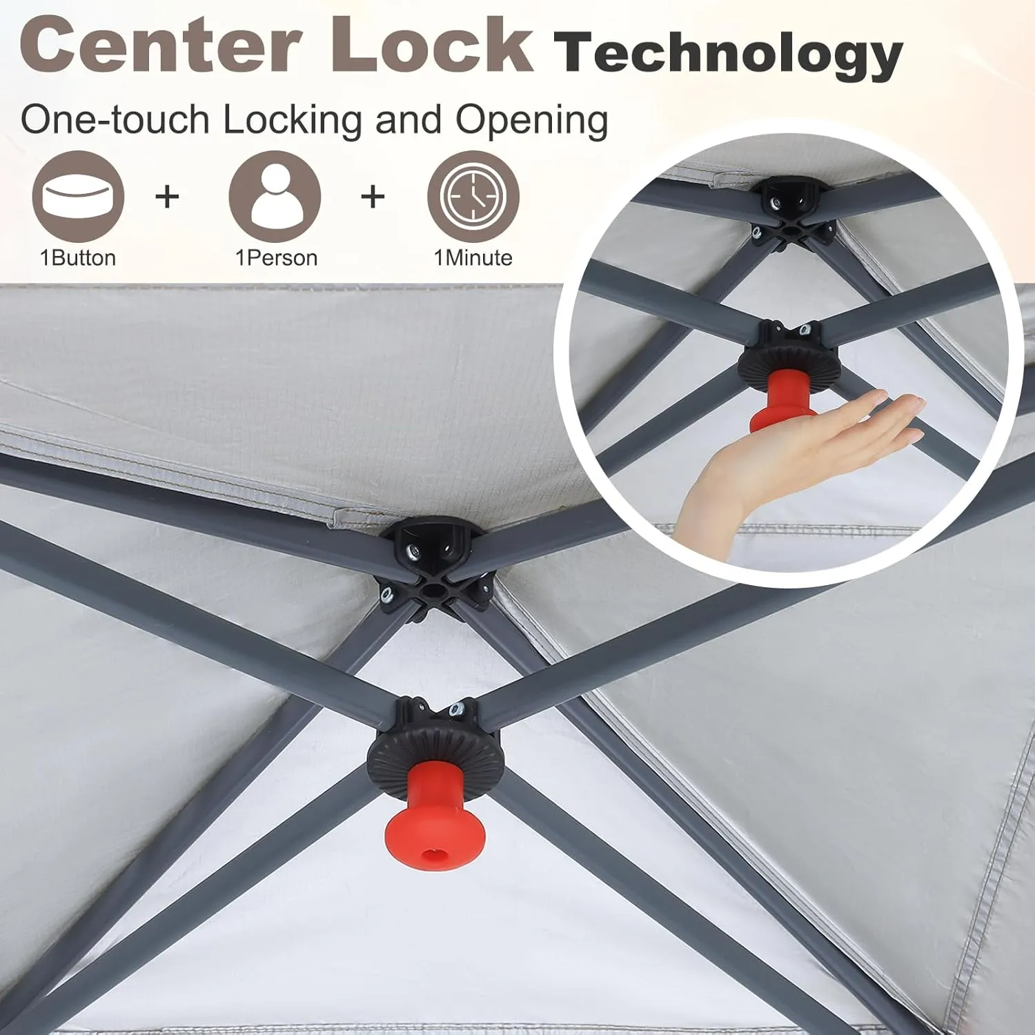 MASTERCANOPY Pop Up 10x10 Canopy Tent with Center Lock, 2 Shelters, 4 Poles, 230 Sq ft of Large Shade Space, for Camping, Picnics & Beach (Dark Grey)