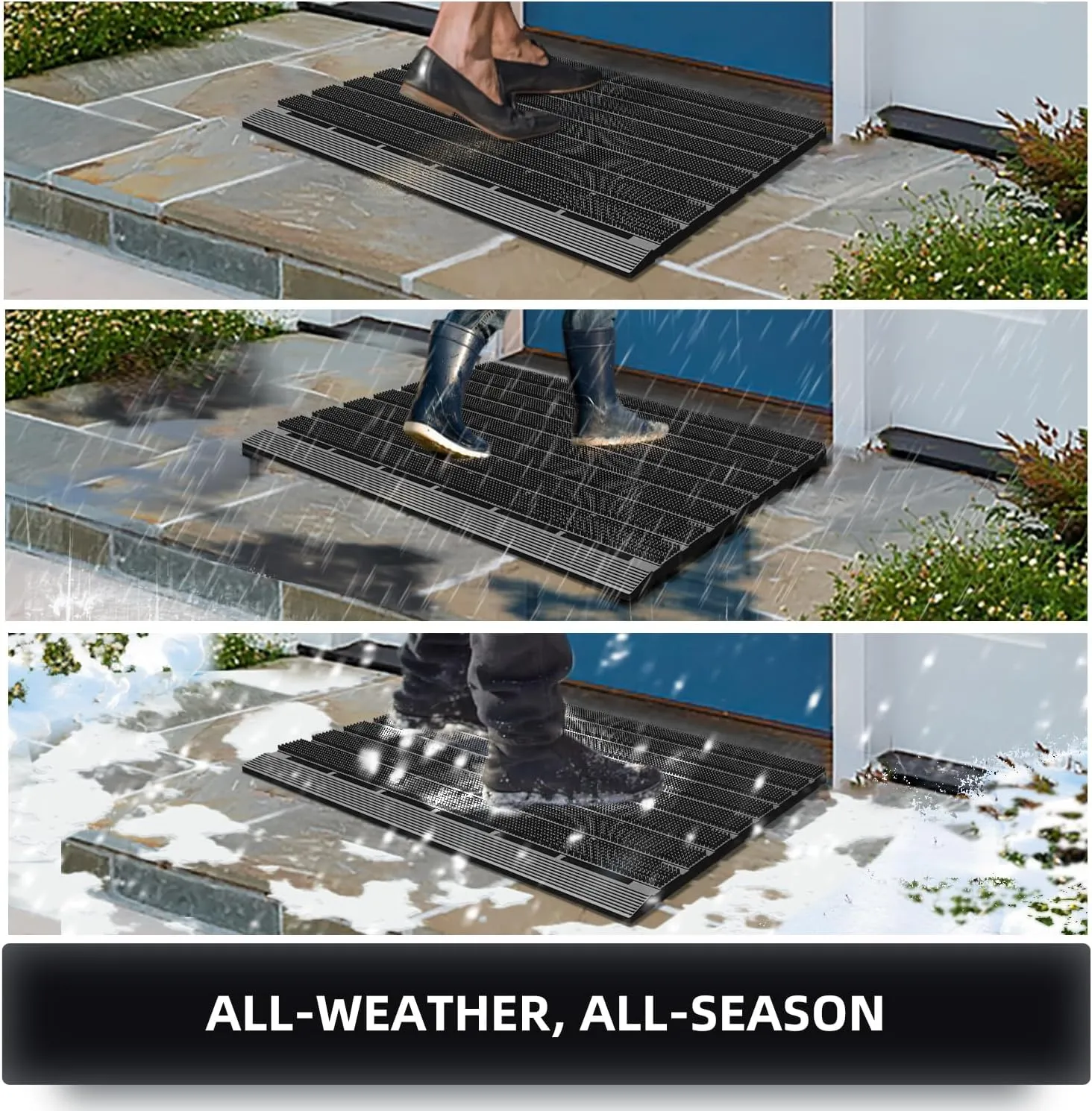 MATALL Heavy Duty Outdoor Mat - 18 x 30 Inches Non-Slip Drainage Doormat for All Weather Garage Pool Home Entry Indoor Mud Mat (Gray)