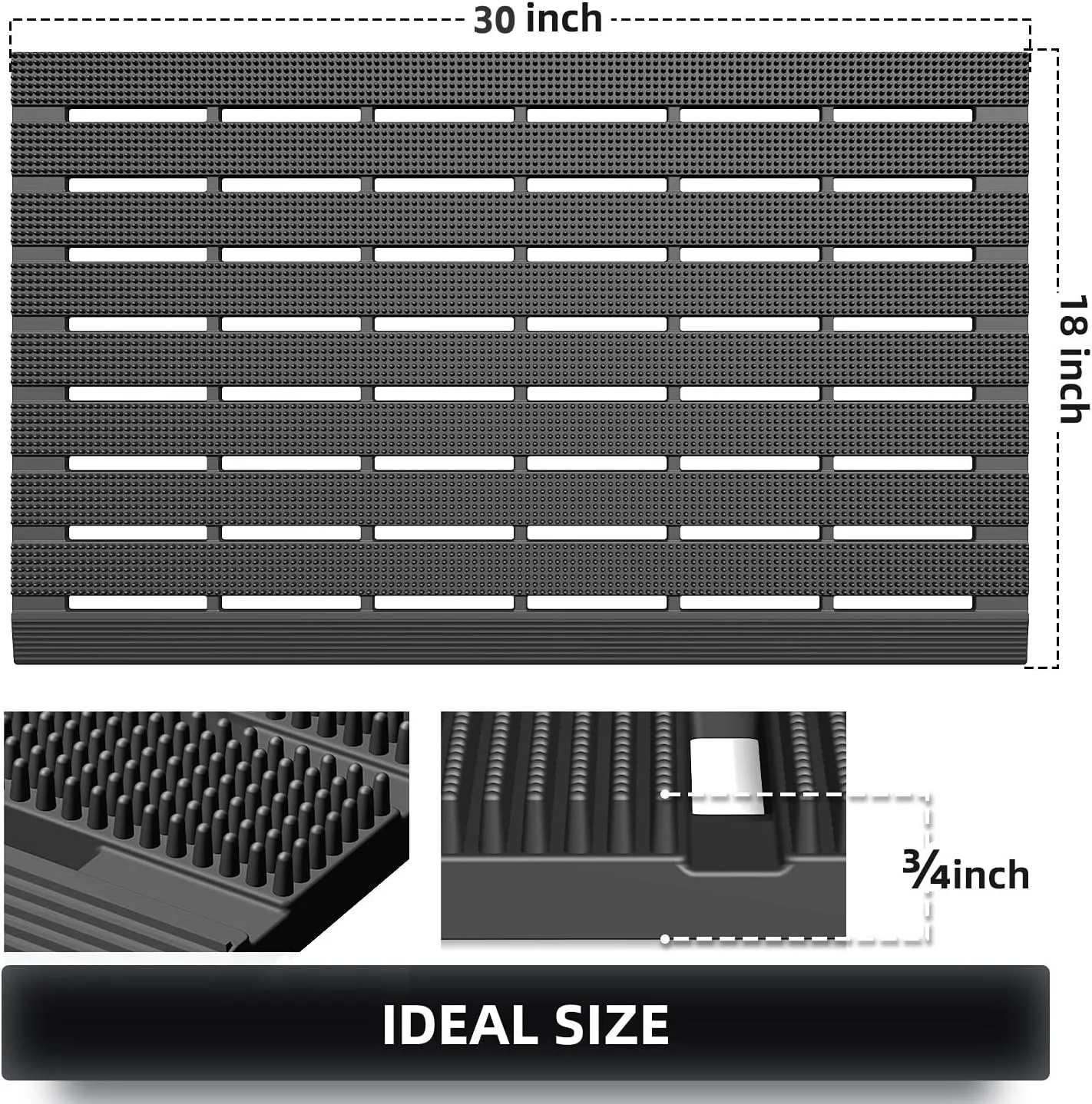 MATALL Heavy Duty Outdoor Mat - 18 x 30 Inches Non-Slip Drainage Doormat for All Weather Garage Pool Home Entry Indoor Mud Mat (Gray)