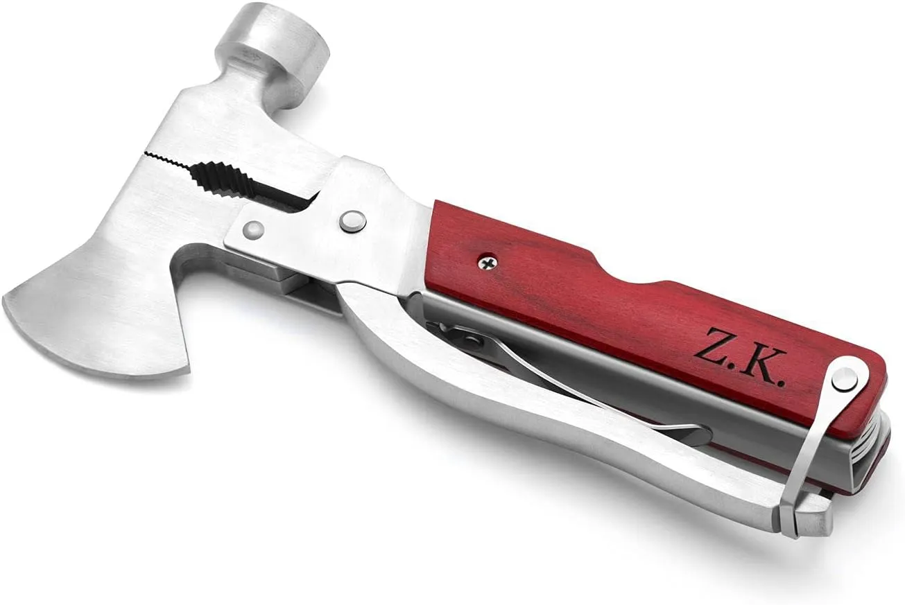 Maverton Multi-tool folding knife for man - Engraved multi purpose hand tools - Foldable 8-in pieces set tool for him- Personalized outdoor tool for traveler - Gadget for Birthday - INITIALS