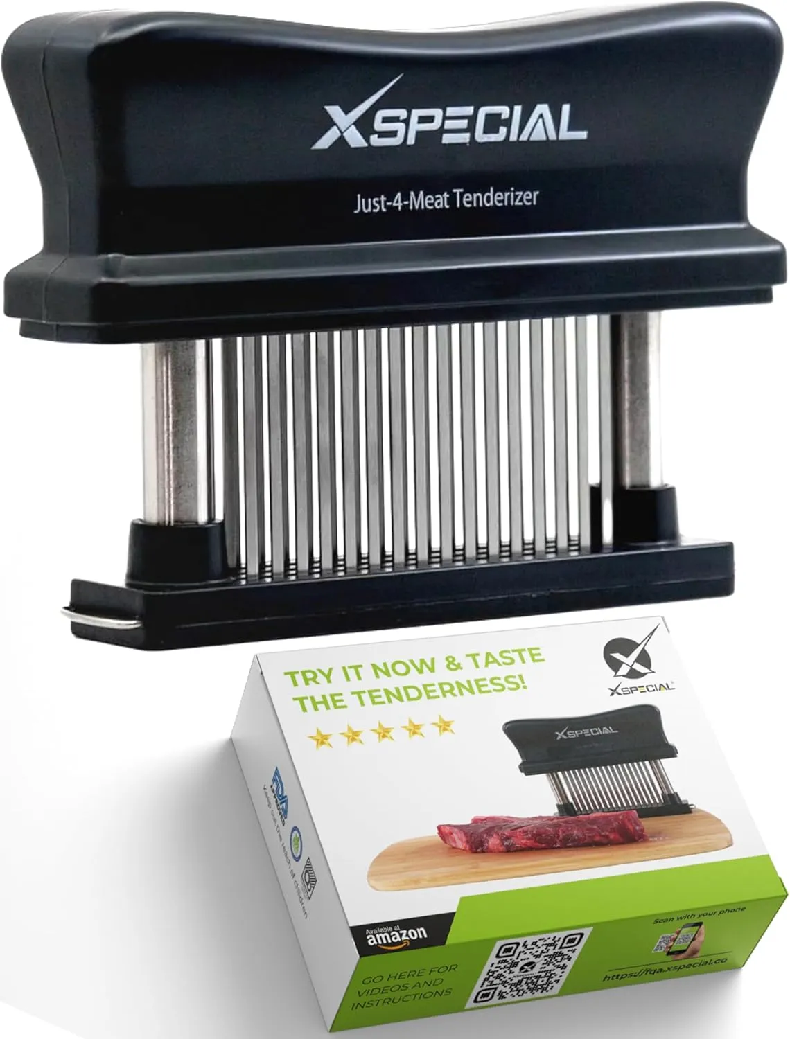 Meat Tenderizer Tool 48 Blades Stainless Steel - Kitchen Cooking Gadgets Tools with Ultra Sharp Needle That Makes Steak & Chicken Tender - No More Hammer, Meat Pounder Or Mallet