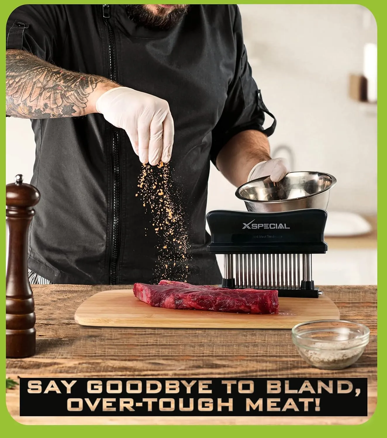 Meat Tenderizer Tool 48 Blades Stainless Steel - Kitchen Cooking Gadgets Tools with Ultra Sharp Needle That Makes Steak & Chicken Tender - No More Hammer, Meat Pounder Or Mallet