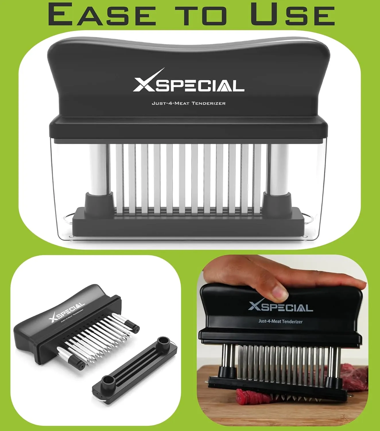 Meat Tenderizer Tool 48 Blades Stainless Steel - Kitchen Cooking Gadgets Tools with Ultra Sharp Needle That Makes Steak & Chicken Tender - No More Hammer, Meat Pounder Or Mallet
