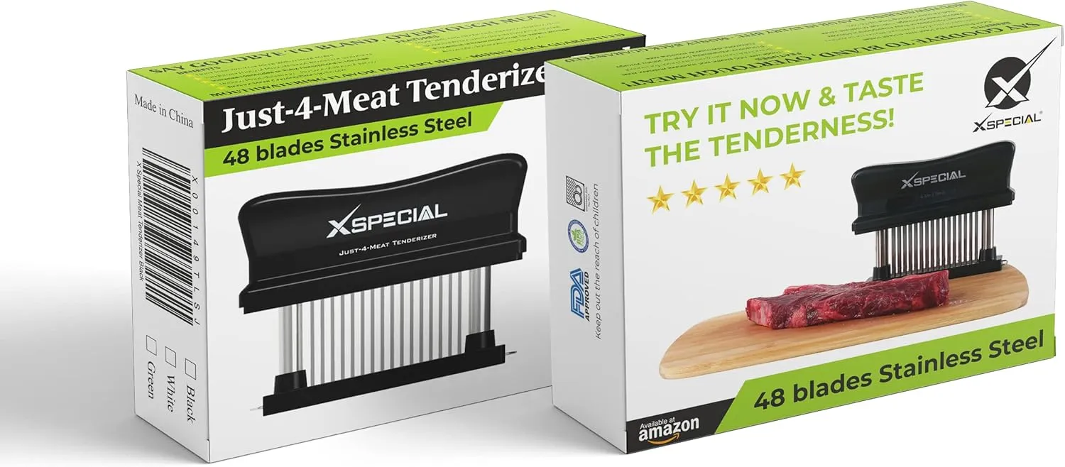 Meat Tenderizer Tool 48 Blades Stainless Steel - Kitchen Cooking Gadgets Tools with Ultra Sharp Needle That Makes Steak & Chicken Tender - No More Hammer, Meat Pounder Or Mallet
