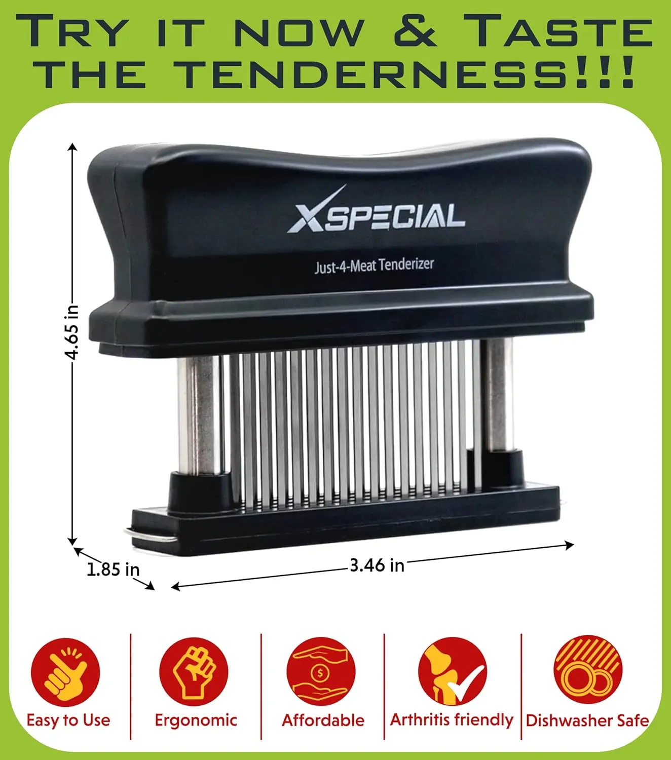 Meat Tenderizer Tool 48 Blades Stainless Steel - Kitchen Cooking Gadgets Tools with Ultra Sharp Needle That Makes Steak & Chicken Tender - No More Hammer, Meat Pounder Or Mallet