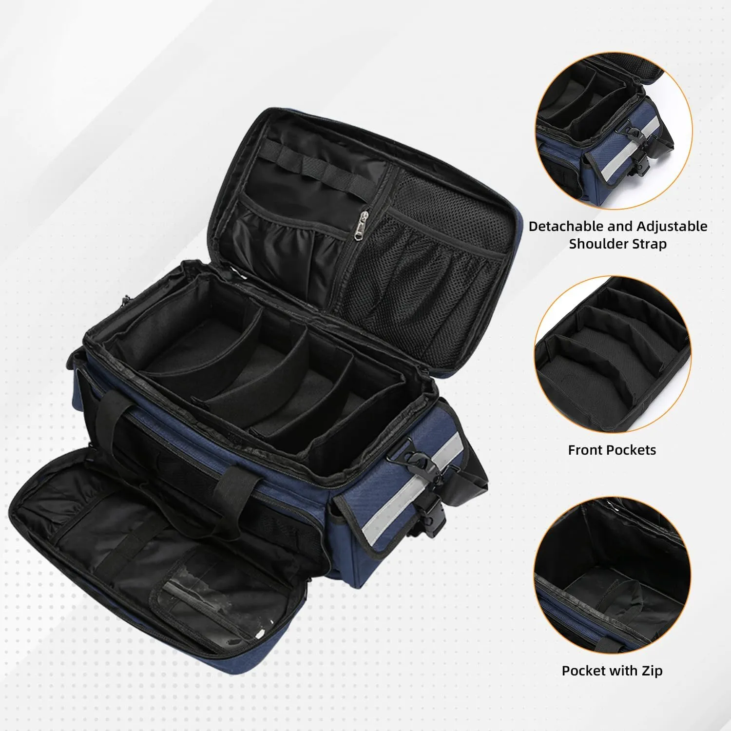 Medical Bag,First Aid Bag,Emergency Bag, Organizer Professional First Responder Trauma Bag with Detachable Dividers for Nurses,Home Health Care, EMT(Bag Only)
