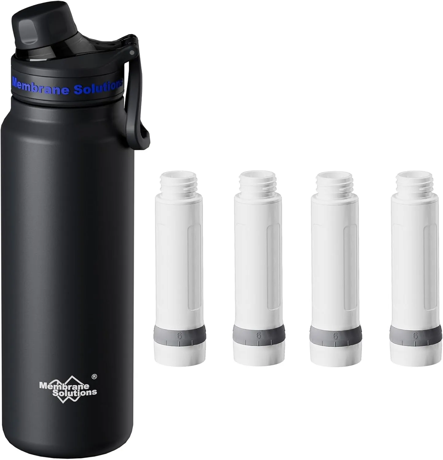 Membrane Solutions C3 32oz Stainless Steel ACF Filtered Water Bottle with Extra 4 Packs ACF Replacement Filter
