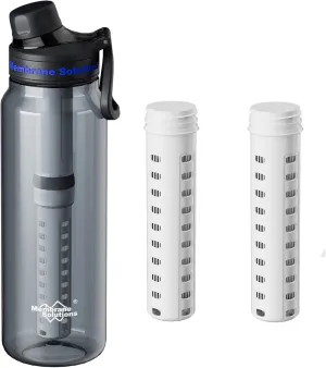 Membrane Solutions C3 36oz ACF UF Filtered Water Bottle with Extra 2 Packs UF Replacement Filter