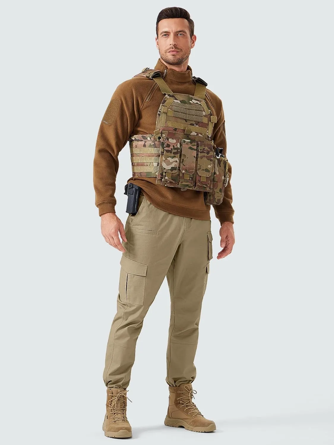 Men's Cargo Work Pants Water Resistant Tactical Pants 31.1" Lightweight Hiking Ripstop Pants Outdoor Apparel