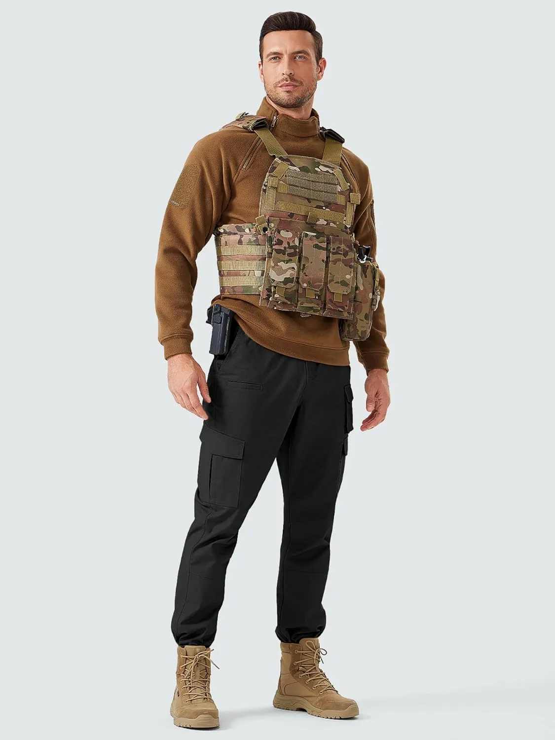 Men's Cargo Work Pants Water Resistant Tactical Pants 33.1" Lightweight Hiking Ripstop Pants Outdoor Apparel