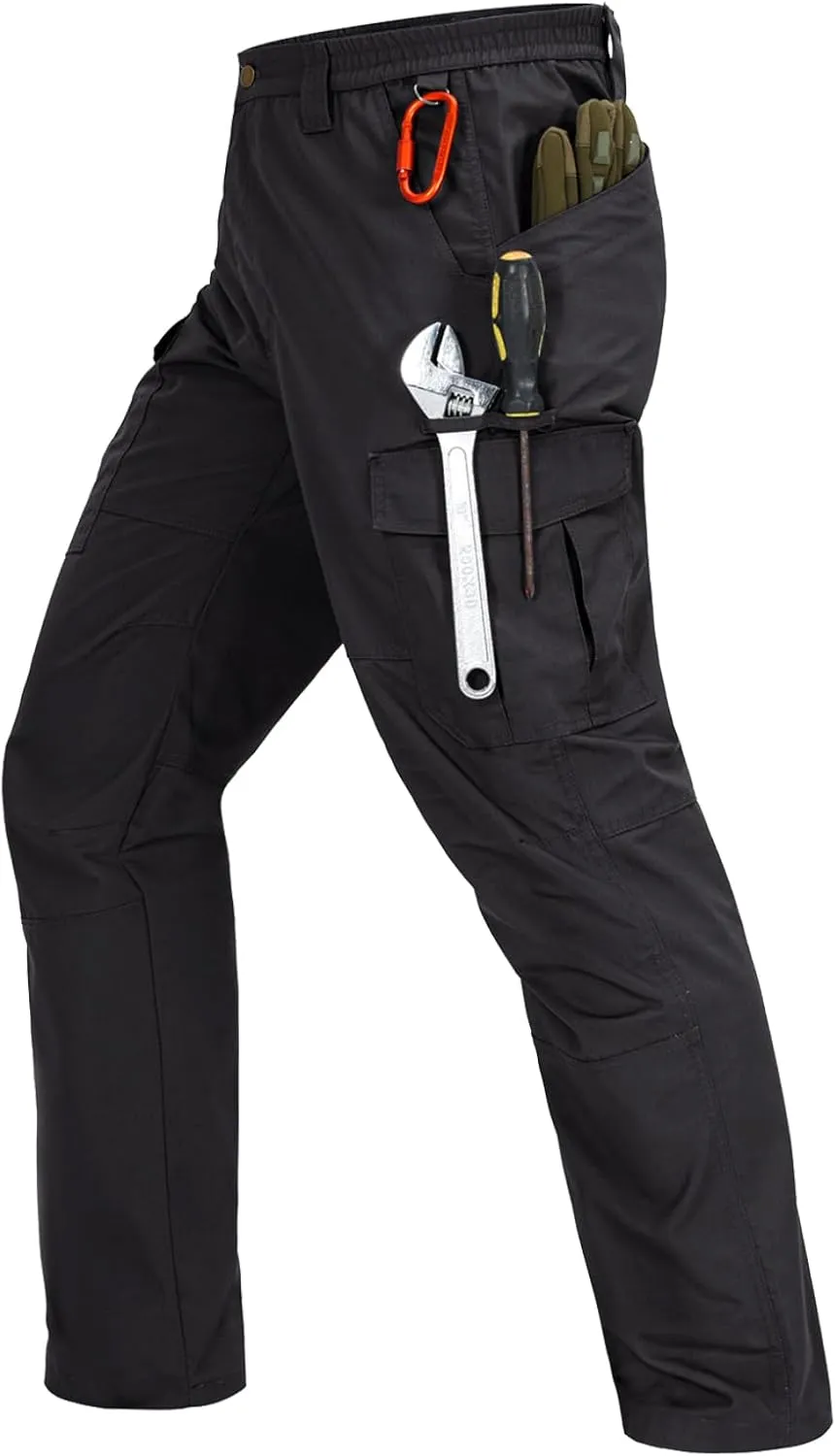 Mens Cargo Work Pants Waterproof Hiking Pants for Men Ripstop Tactical Pants Multi Work Pants with 7 Pockets