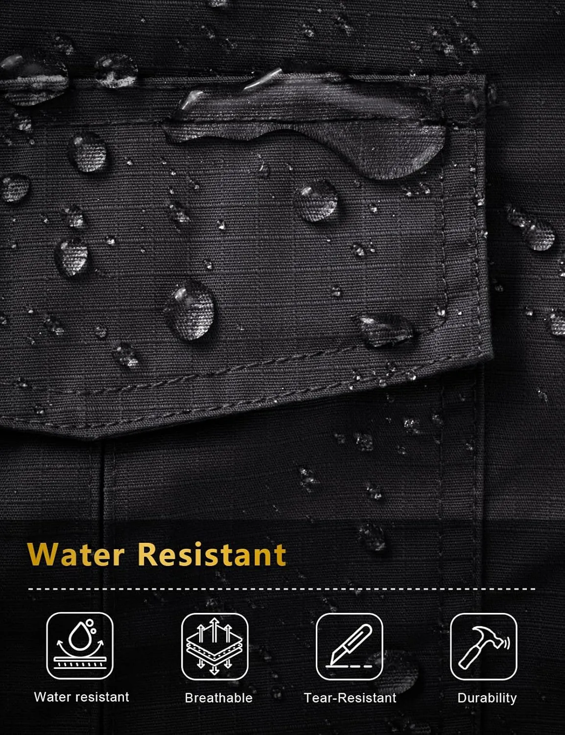 Mens Cargo Work Pants Waterproof Hiking Pants for Men Ripstop Tactical Pants Multi Work Pants with 7 Pockets