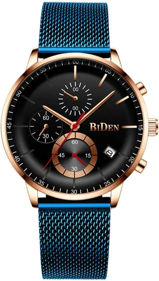 Mens Fashion Sport Quartz Watches Stainless Steel Business Casual Calendar Multi-Functional Wristwatch