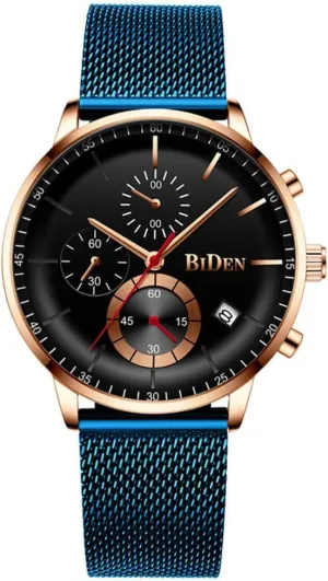 Mens Fashion Sport Quartz Watches Stainless Steel Business Casual Calendar Multi-Functional Wristwatch