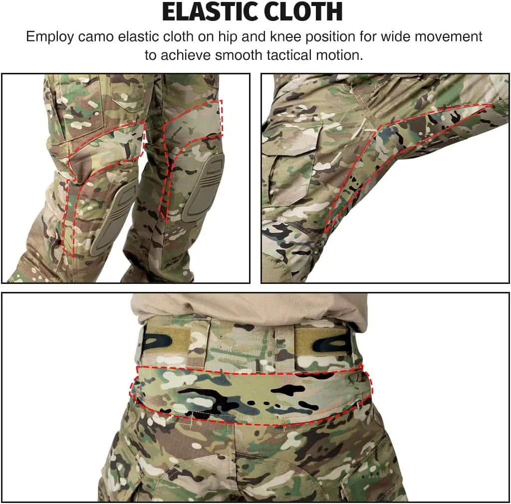 Men’s G3 Combat Uniform Tactical Camouflage Apparel Set for Hunting Airsoft Paintball Milsim with Knee Pads