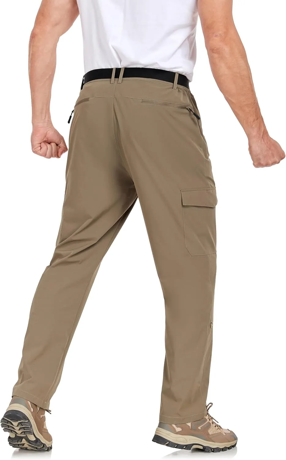 Men's Hiking Cargo Pants Lightweight Tactical Pants Waterproof Travel Work Outdoor Pants with Belt Multi Pockets