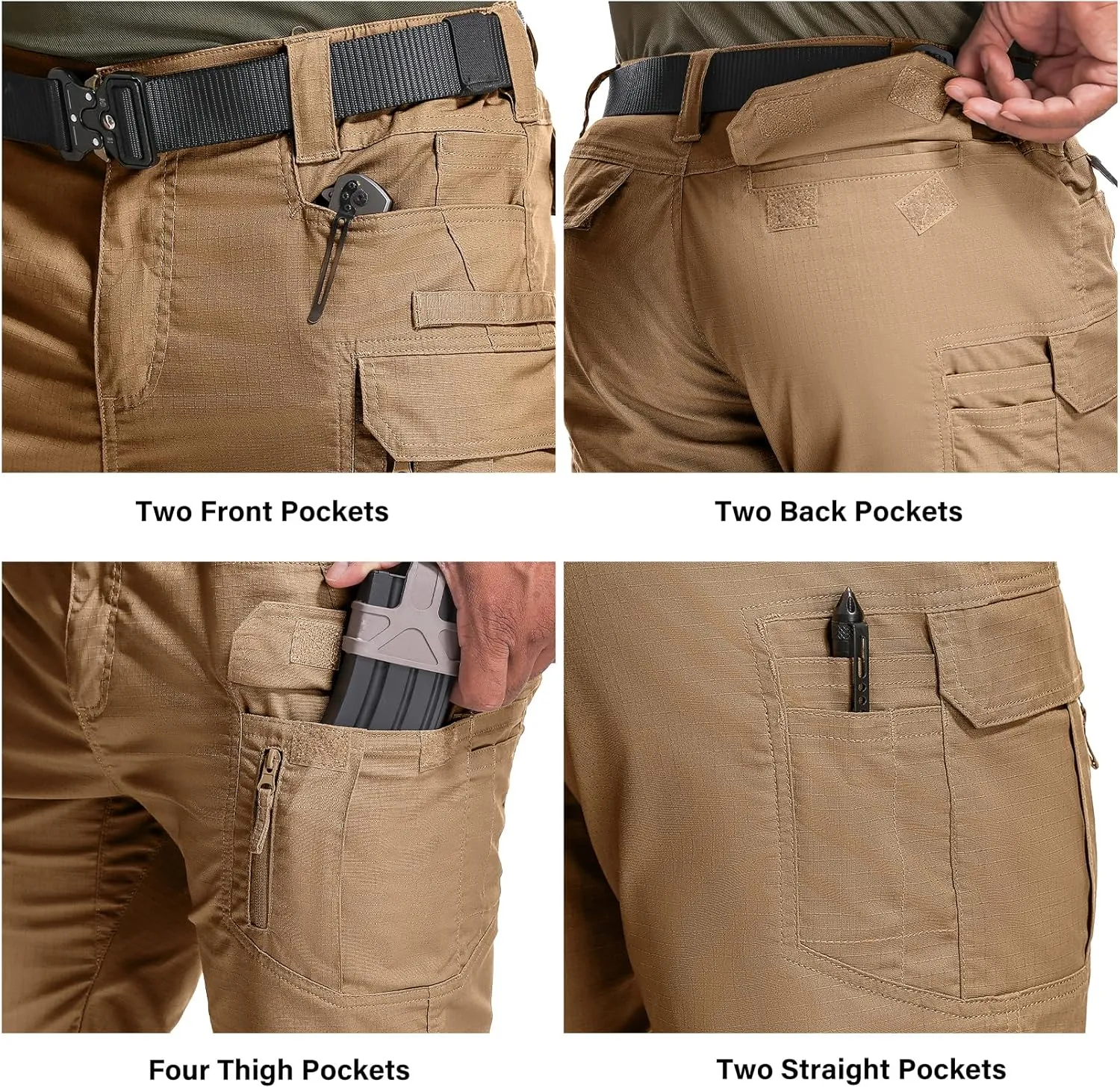 Men's Hiking Cargo Tactical Shorts with Multi Pockets Stretch Water Resistant Shorts Outdoor Hiking Fishing Camping