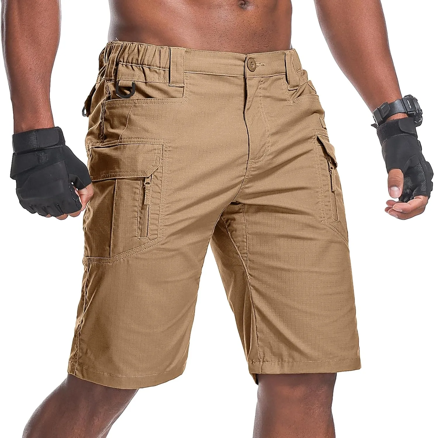 Men's Hiking Cargo Tactical Shorts with Multi Pockets Stretch Water Resistant Shorts Outdoor Hiking Fishing Camping